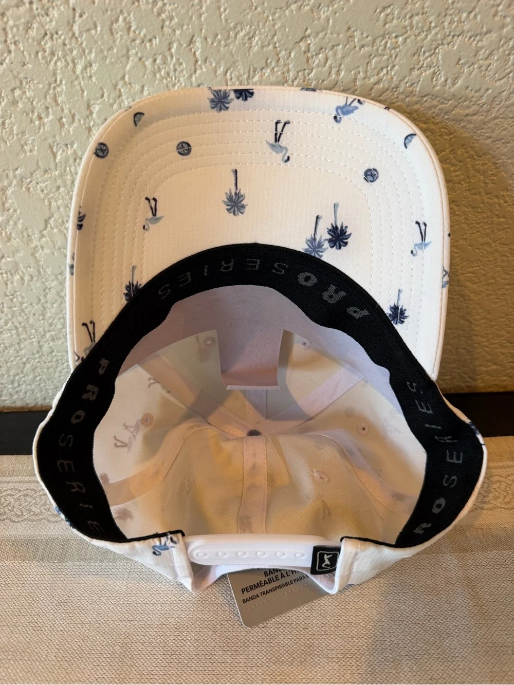 PGA Tour White Blue Flamingo Palm Tree Flex Cap
